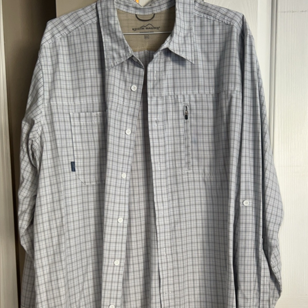 Eddie Bauer Light Gray Checkered Shirt